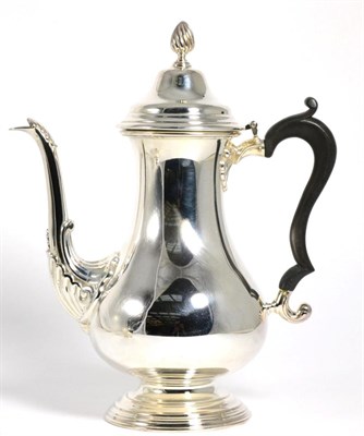 Lot 48 - A George III Style Silver Coffee Pot, Camelot Silverware Ltd, Sheffield 1975, plain baluster...