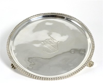 Lot 50 - A George III Circular Silver Salver, maker's mark indistinct, Sheffield 1814, with gadroon...