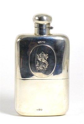Lot 52 - A Large Edwardian Silver Hip Flask, Colen Hewer Cheshire, Chester 1902, with bayonet fitting hinged