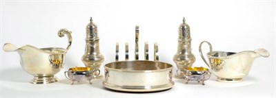 Lot 88 - Two Silver Sauceboats, Sheffield 1945 and Birmingham 1938, together with A Silver Toastrack,...