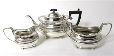 Lot 96 - An Edwardian Three Piece Silver Tea Service of George III Style, Nathan & Hayes, Chester...
