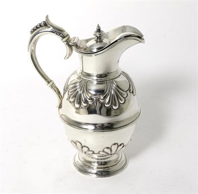 Lot 97 - A Late Victorian Silver Hot Water Jug, Fenton Bros, Sheffield 1900, ovoid with central girdle...