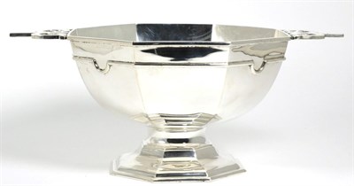Lot 107 - A Silver Twin Handled Octagonal Pedestal Bowl, Stephenson & Sons Sheffield 1912, with openwork...
