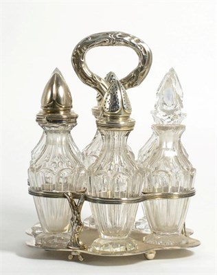 Lot 112 - A William IV and Later Silver Six Bottle Cruet Stand, Charles Reily & George Storer, London...