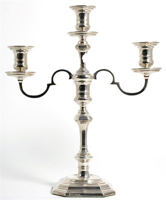 Lot 113 - A Modern Silver Three Light Candelabrum, C J Vander, Sheffield 2000, in the 18th century taste,...