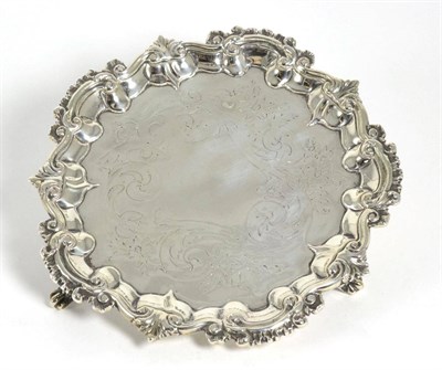 Lot 115 - An Early Victorian Silver Small Salver, John Tapley, London 1843, with foliate scroll and shell...
