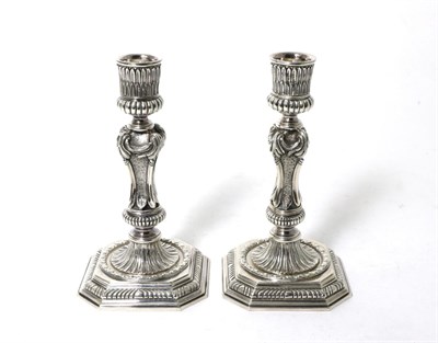Lot 118 - A Pair of Modern Cast Silver Candlesticks of 18th Century Style, Sidney Beddall, Sheffield...