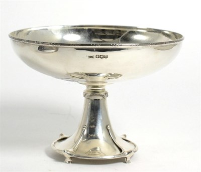 Lot 130 - An Art Nouveau Silver Pedestal Bowl, Walker & Hall, Sheffield 1921, with reed and foliate...