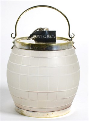 Lot 132 - A Novelty Victorian Cut Glass and Electroplate Mounted Biscuit Barrel, late 19th century, the...