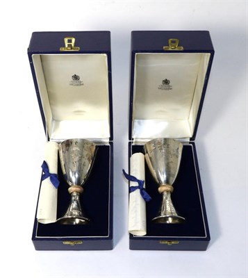 Lot 142 - A Pair of Commemorative Silver Goblets, Mappin & Webb, London 1972, produced to commemorate the...