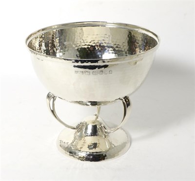 Lot 161 - A Modern Art Nouveau Style Pedestal Bowl, WW, London 2002, with planished finish, the bowl on three