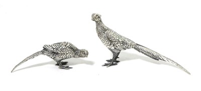 Lot 196 - A Pair of Modern Silver Models of Pheasants, maker's mark WW, Birmingham, no date letter, circa...
