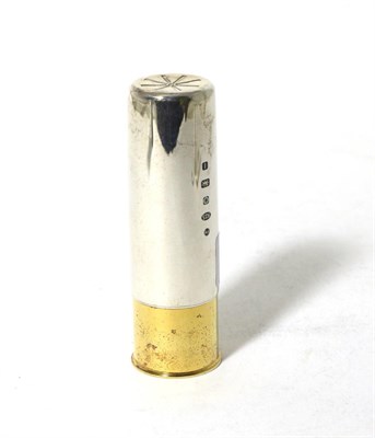 Lot 207 - A Novelty Silver Shotgun Cartridge Hip Flask, Francis Howard, Sheffield 2010, with screw off...
