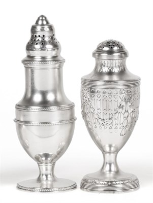Lot 220 - A George III Silver Caster, Thomas Daniell, London 1783, baluster pedestal form with bead...