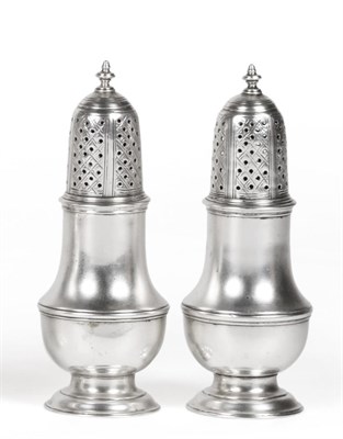 Lot 222 - A Pair of Early George lll Silver Peppers, Samuel Wood, London 1766, baluster form on pedestal foot