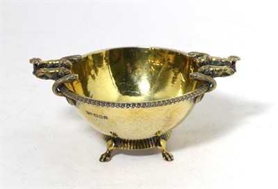 Lot 230 - A Silver Gilt Twin Handled Bowl, Mappin & Webb, London 1927, the bowl with planished finish and egg