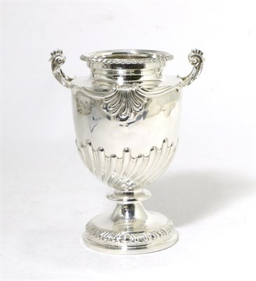 Lot 237 - A Twin Handled Silver Vase, Lowe & Son, Chester 1962, the spirally fluted ovoid body on...