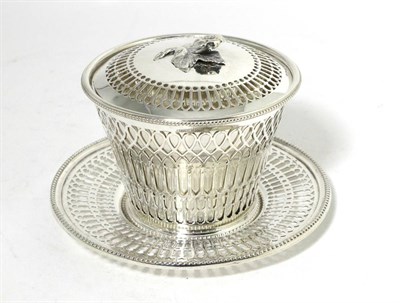 Lot 238 - A Victorian Silver Butter Dish, Cover and Stand, Thomas Bradbury & Son, Sheffield 1851, pierced and