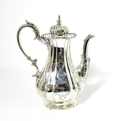 Lot 239 - An Early Victorian Silver Coffee Pot, Benjamin Smith III, London 1841, fluted baluster form...