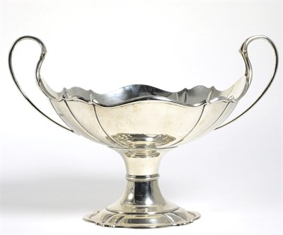 Lot 249 - A Twin Handled Silver Pedestal Bowl, Atkin Brothers, Sheffield 1926, oval with shaped rim and...