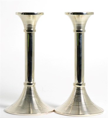 Lot 254 - A Pair of Modern Silver Candlesticks, James Dixon & Son, Sheffield 2002, the ribbed capital on...