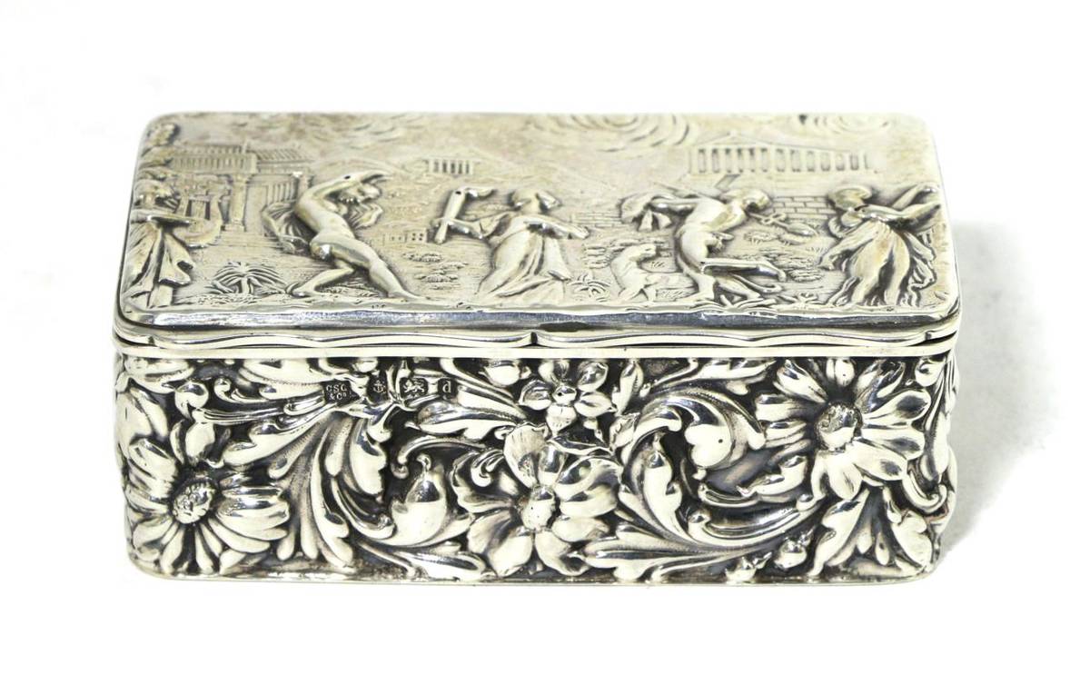 Lot 257 - An Edwardian Silver Table Snuff or Tobacco Box, Charles S. Green, Birmingham 1903, the cover with a
