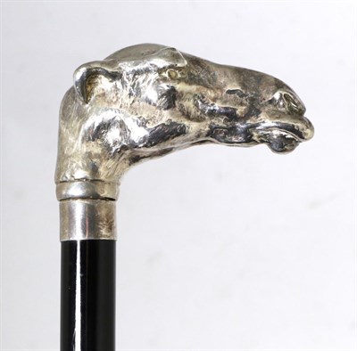 Lot 276 - A Modern Novelty Silver Topped Camel Head Walking Stick, KC, Birmingham, no date circa 2000,...