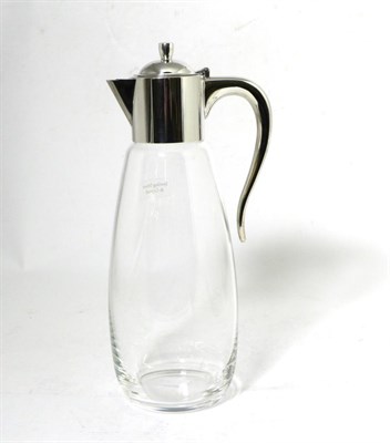 Lot 281 - A Modern Silver Mounted Glass Claret Jug, Carr's Ltd, Sheffield 2007, the mount with hinged...
