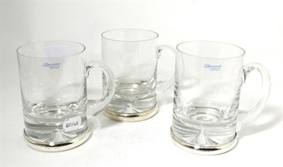 Lot 283 - A Set of Three Silver Mounted Glass Mugs, Broadway & Co, Birmingham 2010, 14cm high (3)