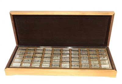 Lot 285 - 1000 Years of British Monarchy - A Set of 50 Silver Proof Ingots, John Pinches, London 1973,...