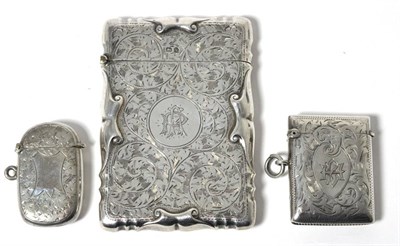 Lot 290 - An Edwardian Silver Card Case, Samuel M Levi, Birmingham 1909, foliate engraved and with scroll...