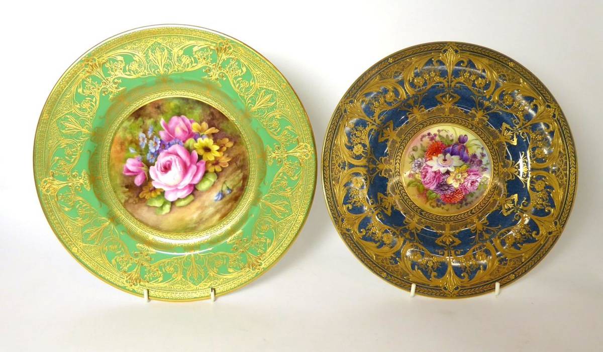 Lot 309 - A Royal Worcester cabinet plate painted with flowers, signed H H Price; together with another...