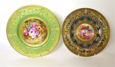 Lot 309 - A Royal Worcester cabinet plate painted with flowers, signed H H Price; together with another...