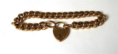 Lot 361 - A curb link bracelet, with a padlock clasp, stamped '9CT', length 20cm