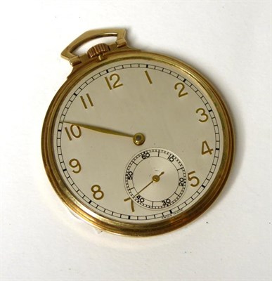 Lot 377 - A 9 carat gold open face pocket watch (glass lacking)