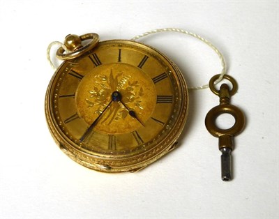 Lot 387 - A fob watch, case stamped '18k'