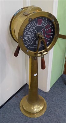 Lot 434 - A large brass ship's engine order, marked Chadburn's, Liverpool and London, 103cm high