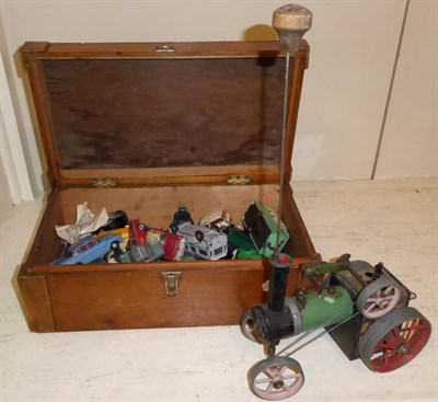 Lot 437 - A box of assorted Diecast including Spot-On and Mamod traction engine