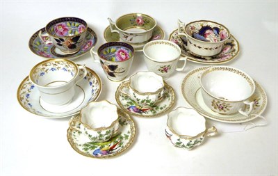 Lot 446 - An interesting collection of 19/20th century cups and saucers/trios including Newhall...