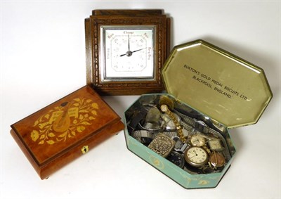 Lot 447 - A box of miscellaneous watches including, Swiss made military pocket watch; a Shortland Smiths...