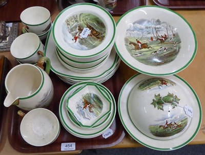 Lot 454 - A Copeland Spode earthenware hunting breakfast service, 20th century, printed and overpainted...