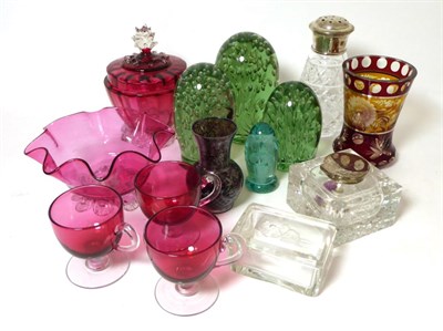 Lot 476 - Quantity of assorted glass including a silver mounted inkwell; Bohemian engraved vase; silver...