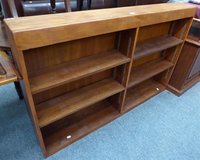 Lot 1024 - An open set of book shelves and an over mantle mirror (lacking mirror plate)