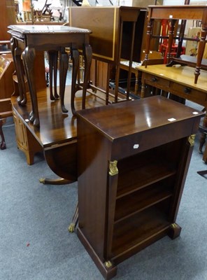 Lot 1050 - A reproduction spider leg table, a nest of tables, a small oval dining table, a bookcase and a...