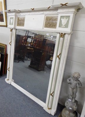 Lot 1081 - A painted Neo Classical style over mantel mirror