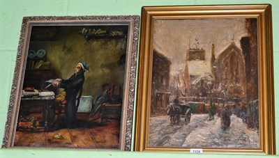 Lot 1104 - Two Continental gilt framed oil paintings on canvas