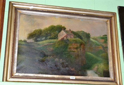 Lot 1124 - H.R Hall, ";George Romney's Old Home, Hawcoat Quarries Barrow in Furness";, oil on canvas,...