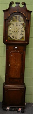 Lot 1157 - A Victorian eight day oak and mahogany cross band longcase clock with painted arched dial
