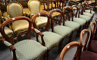 Lot 1203 - A set of eight Victorian style balloon back dining chairs