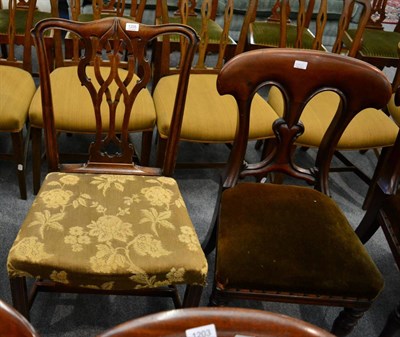 Lot 1205 - A George III mahogany dining chair with pierced lace back, on reeded front supports